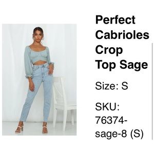 NWT HELLO MOLLY Perfect Cabrioles Crop Top Sage Green SIZE SMALL - NEW WITH TAGS